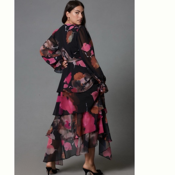 NWT Anthropologie Hutch Long-Sleeve V-Neck True Wrap Maxi Dress Floral 2X - Picture 4 of 17